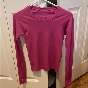 lululemon athletica Pink Fitted Long Sleeve Crew Neck T-Shirt